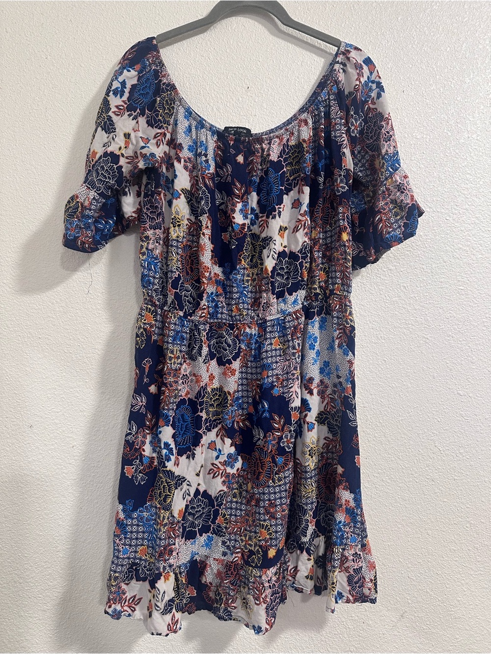 New Look Navy and White Floral Mini Dress